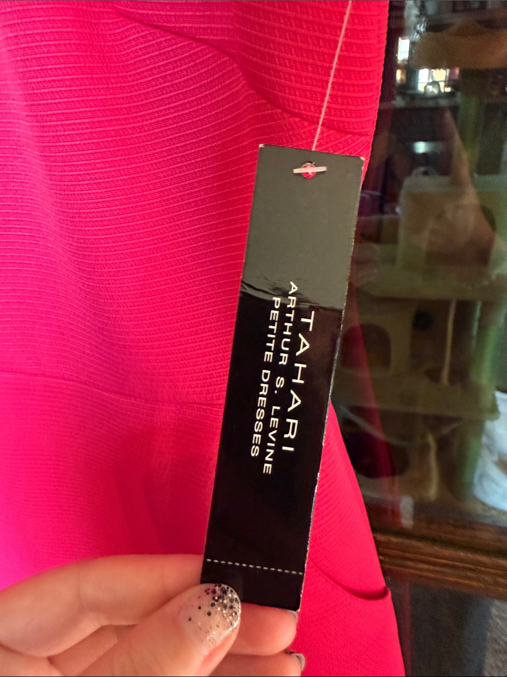 Tahari Arthur S Levine Raspberry Pink Textured Sheath Dress Petite 6P NWT Preppy - Picture 3 of 7